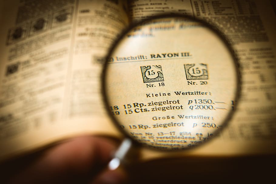 magnifying glass photograph, philatelist, stamp collection, stamp, collecting, collection, glass, loop, zoom, detail