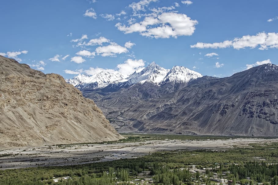 tajikistan, provinsi gunung-badakhshan, pamir, hindu kush, pegunungan tinggi, lembah pamir, pemandangan, pegunungan, salju, awan awan
