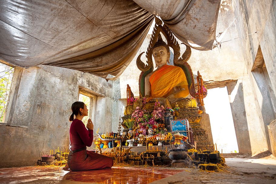 tailandés, tailandia, asia, buda, templo, budismo, meditación, personas, cultura, espiritual