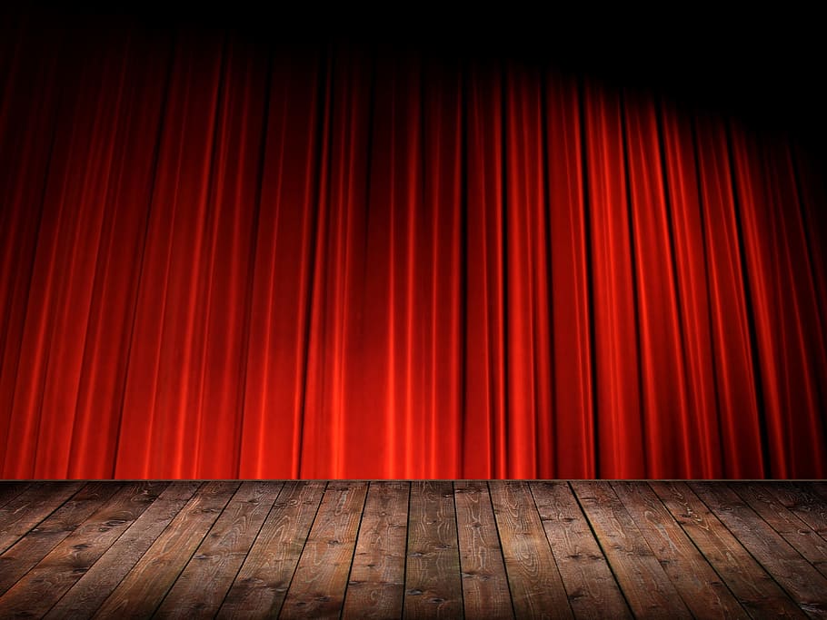 red theater curtain, curtain, theatre, las vegas, red, casino, wooden floors, texture, stage - performance space, stage