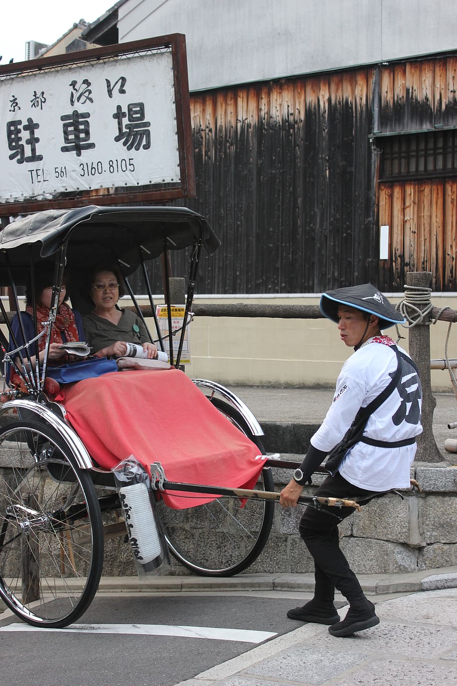 rickshaw, rickshaw man, service, customer, pull, two-wheeler, transportation, passengers, kyoto, japan