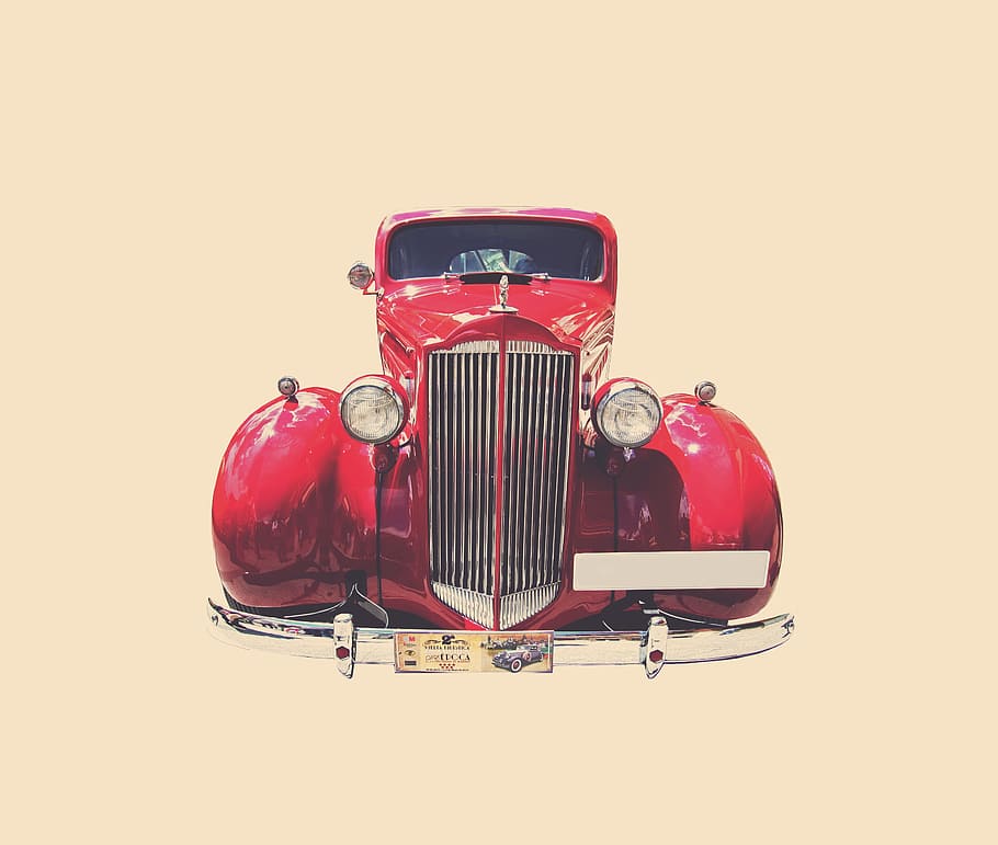 clássico, vermelho, ilustração de carro, carro antigo, vintage, carro, modelo, veículo, cockchafer, motor