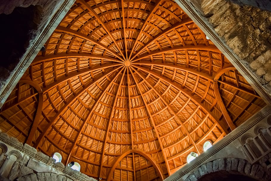 roof, wooden, architecture, building, old, construction, dome, umayyad palace, historic, islamic