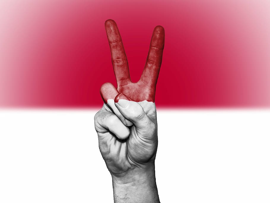 indonesia, peace, hand, nation, background, banner, colors, country, ensign, flag