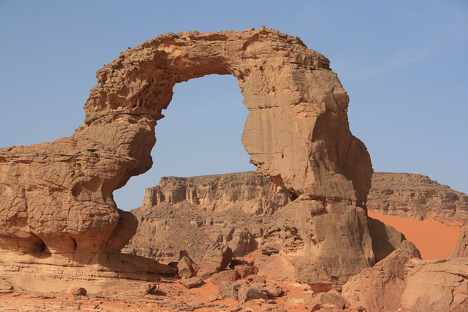 algeria, sahara, desert, sand, ark, erosion, rock formation, rock - object, rock, solid