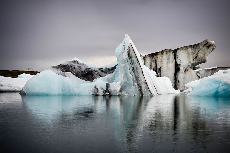 hora da terra, islândia, geleira, derreter, paisagem, icebergs, clima, lagoa glacial, ártico, agua
