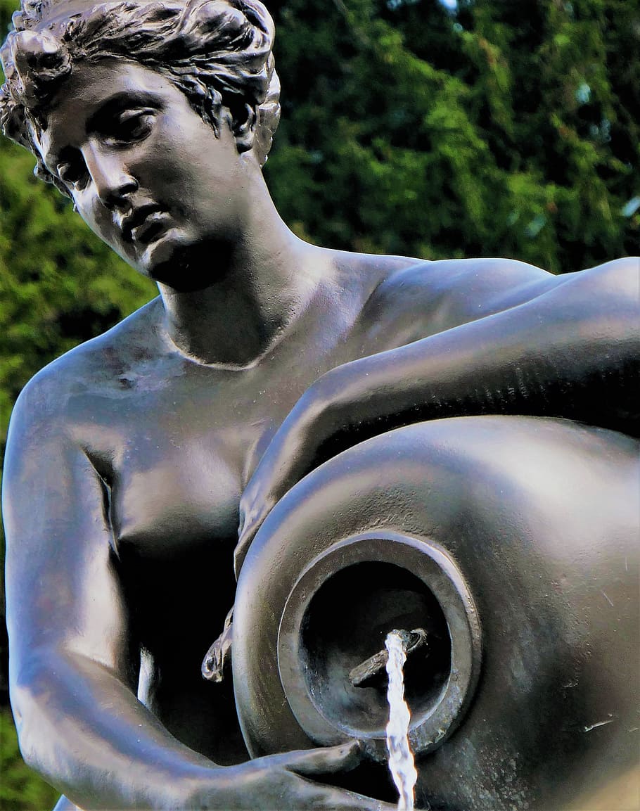 女性, ニンフ, 水, 水差し, 不妊治療の女神, リンダーホーフ宮殿, 彫刻, ルートヴィヒ王, ババリア, 公園
