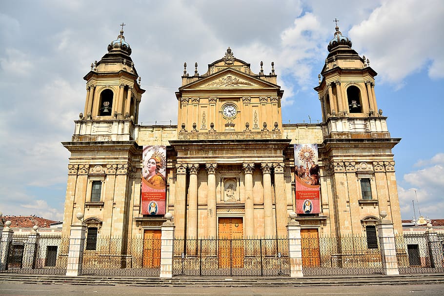 Park, Central, Central, City, Guatemala, Church, park, central, city, cathedral, architecture, building exterior