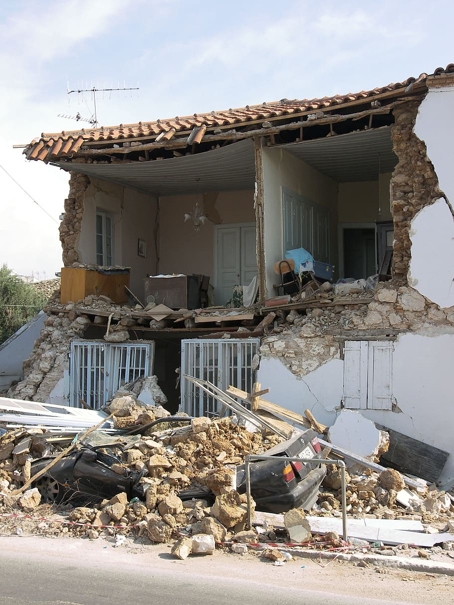 Earthquake, Damage, peleponnes, misfortune, destruction, abandoned, building exterior, outdoors, rubble, architecture