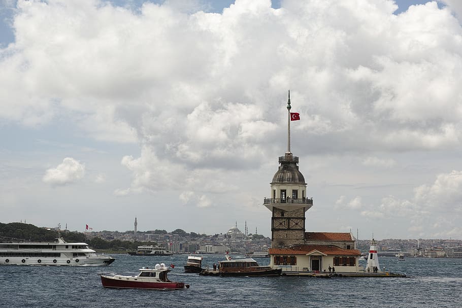 maiden, tower kiz kulesi, Maiden'S Tower, Kiz Kulesi, Istanbul, maiden's tower kiz kulesi, turkey, in the water, üsküdar, marine