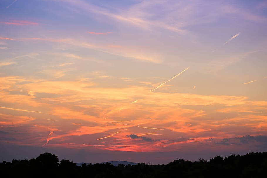 another, sunset sky, Wonderful, Sunset, Sky, chemtrails, clouds, colorful, colors, evening