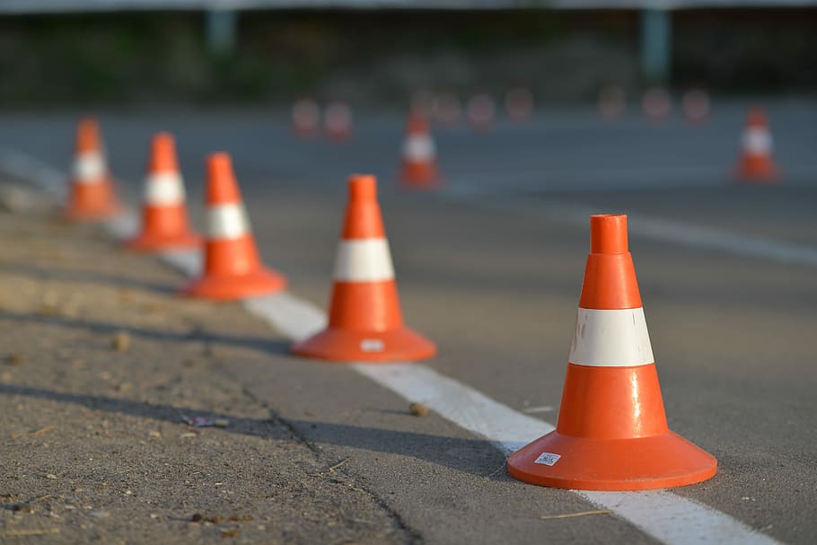 Road, Orange, Markup, the markup, traffic cone, safety, orange color, security, protection, cone