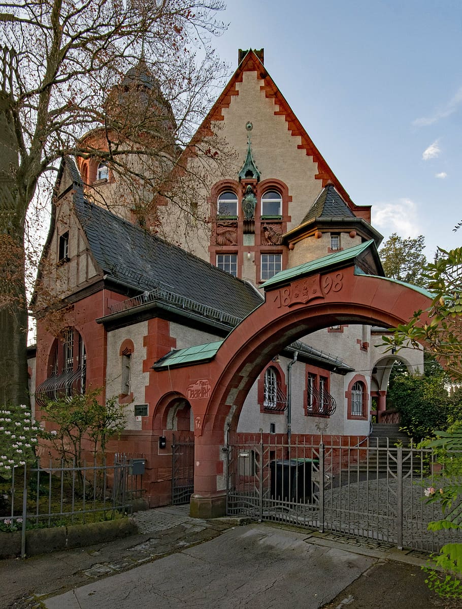 haardt corner house, darmstadt, hesse, germany, building, villa, old building, places of interest, architecture, church