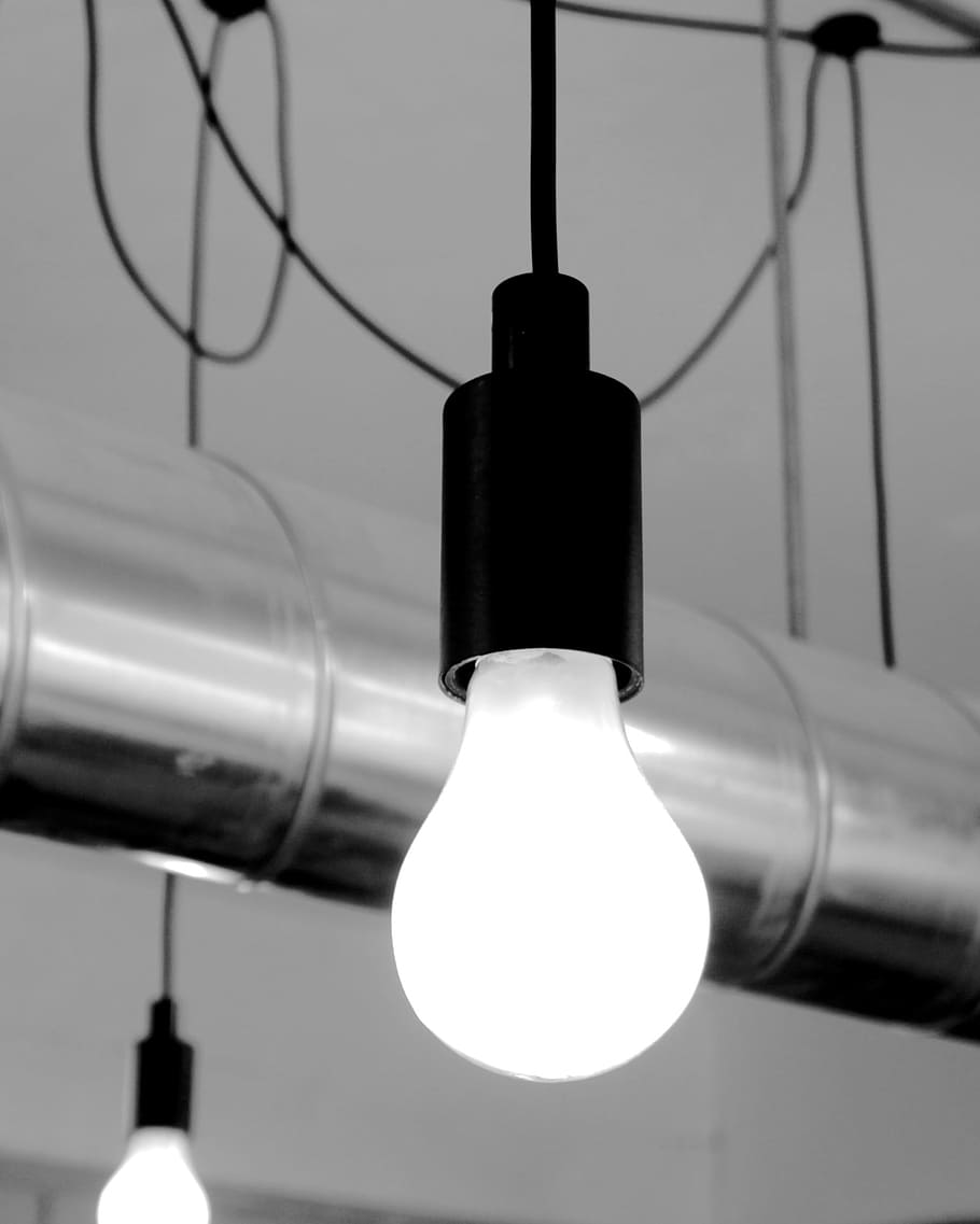 2, 点灯, 電球, 光, 電気, ガラス, 想像力, アイデア, 黒, エネルギー
