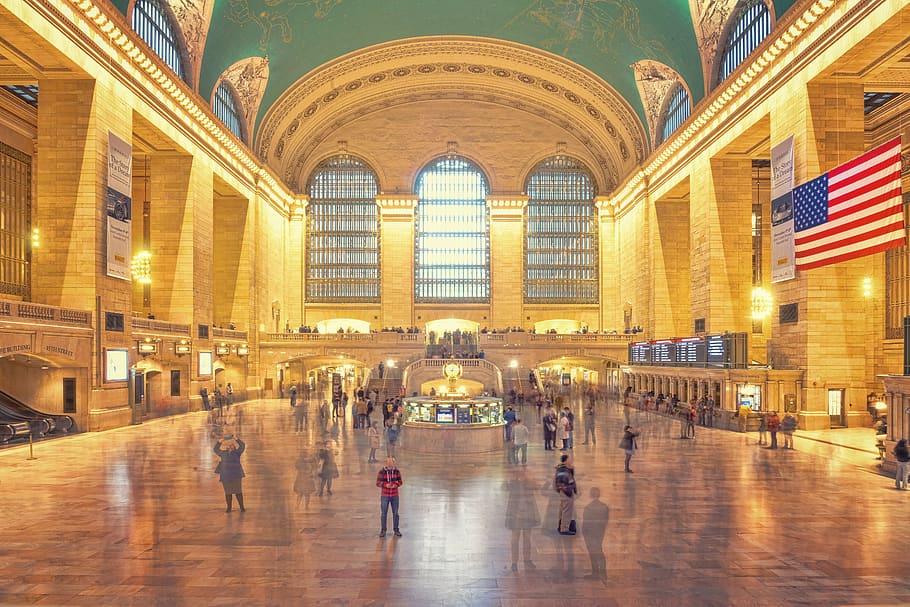 grand central station, new york, terminal grand central, manhattan, arsitektur, nyc, terminal, transportasi, amerika, tengara