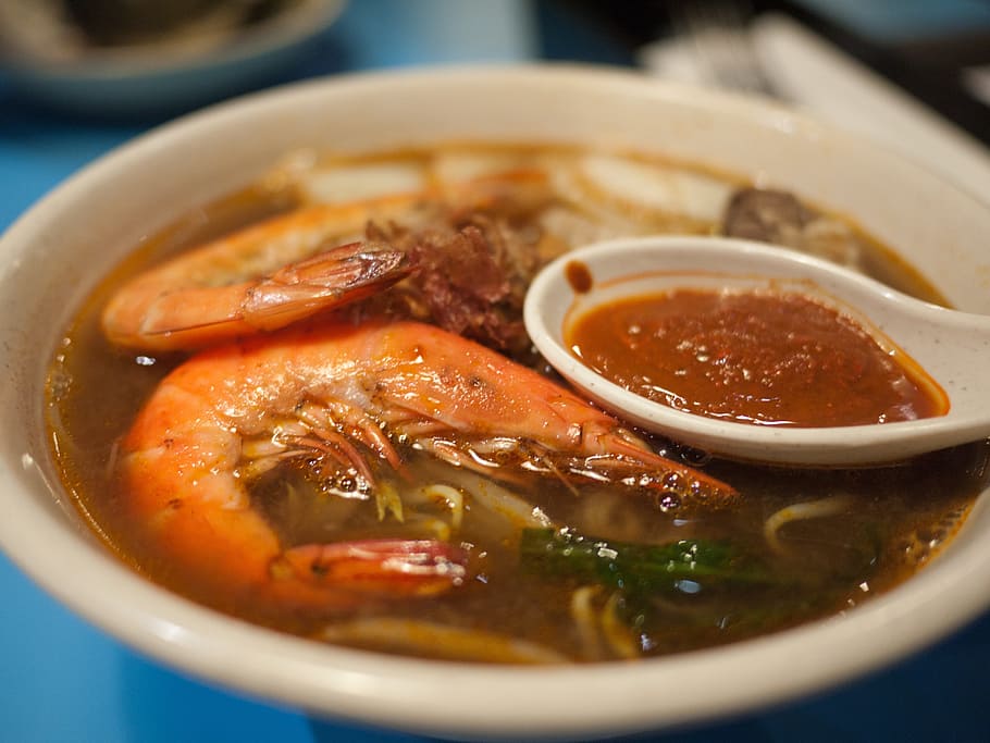 shrimp soup, shallow, soup, prawn, noodles, food, seafood, cuisine, shrimp, hot