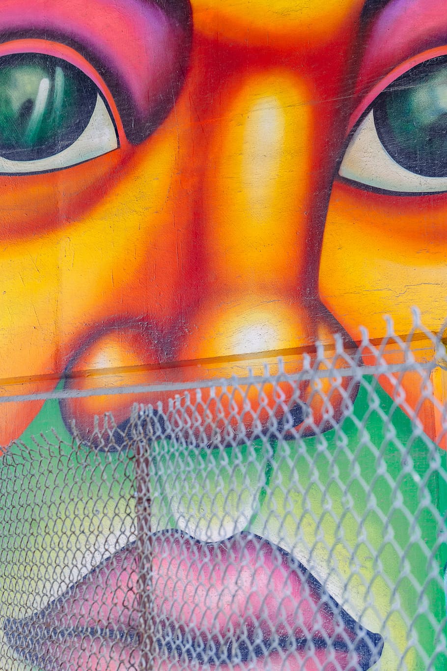 untitled, wall, art, mural, painting, graffiti, fence, wire, multi colored, full frame