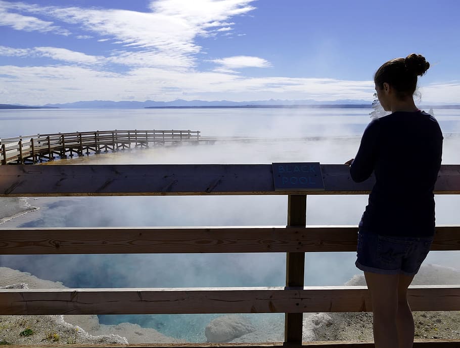 Uap, Panas Bumi, Pemandangan, Pengunjung, wisatawan, bentang alam, taman nasional yellowstone, wyoming, usa, di luar ruangan