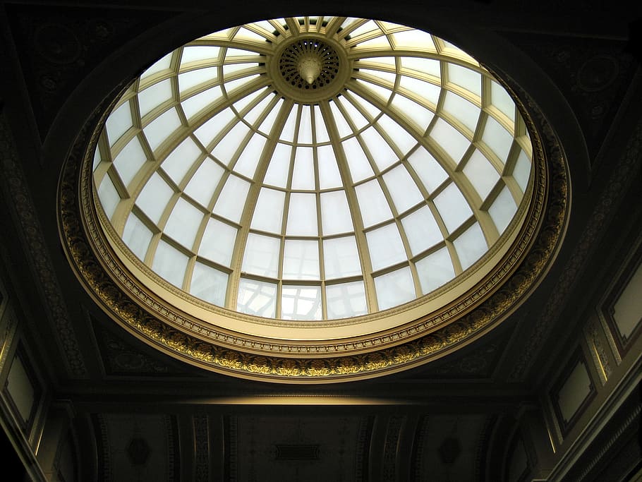dome, national gallery, london, architecture, building, built structure, ceiling, indoors, low angle view, geometric shape