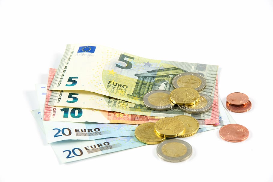 notas de denominação variada, coleção de moedas, euro, dinheiro, uma riqueza de, finanças, moeda, investimentos, rico, negócios