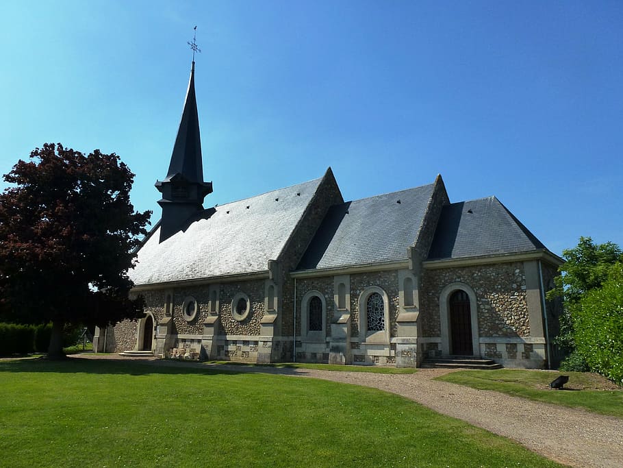 berville-la-campagne, notre dame, church, france, religious, building, christianity, built structure, architecture, building exterior