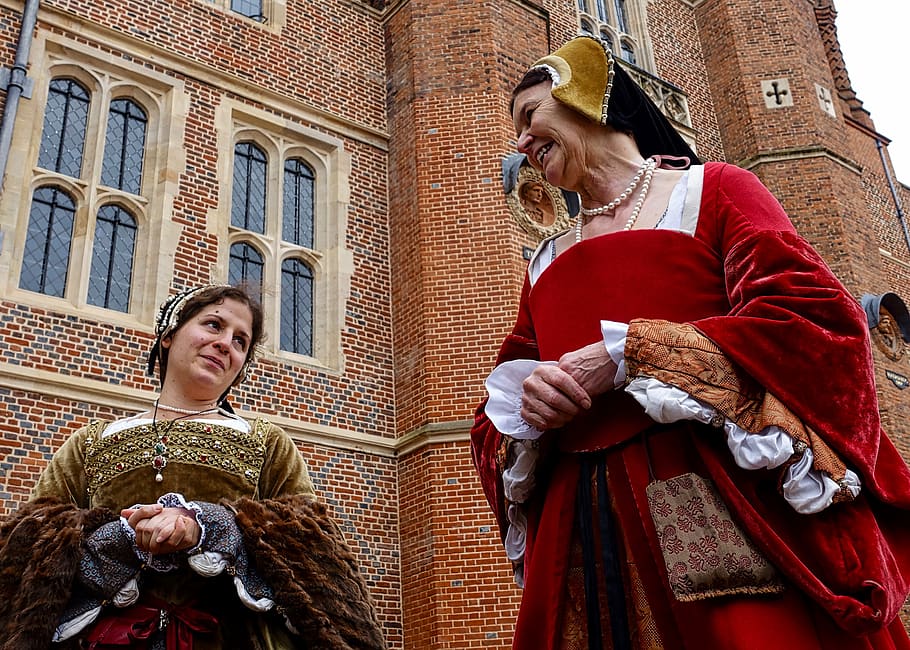 maidens, medieval women, gowns, acting, dress, historic, architecture, history, the past, women