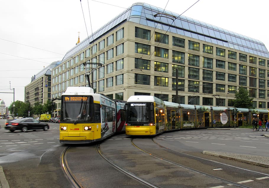 berlin, tram, germany, transport, streetcar, vehicle, building, transportation, mode of transportation, architecture