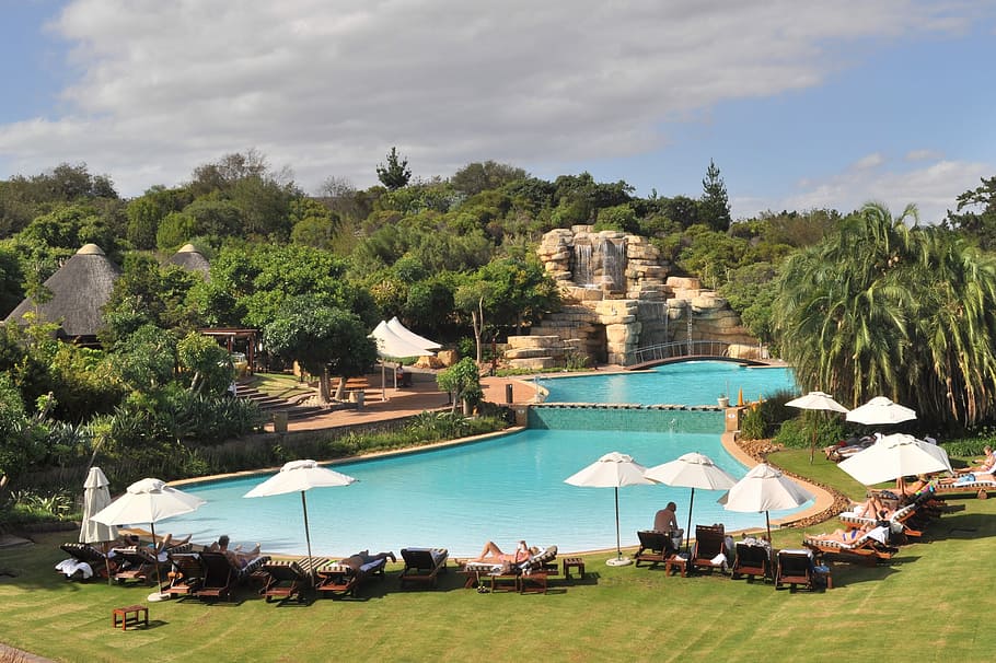 África do Sul, piscina, hotel, verão, relaxe, lesure, vacantion, água, ao ar livre, nuvem - céu
