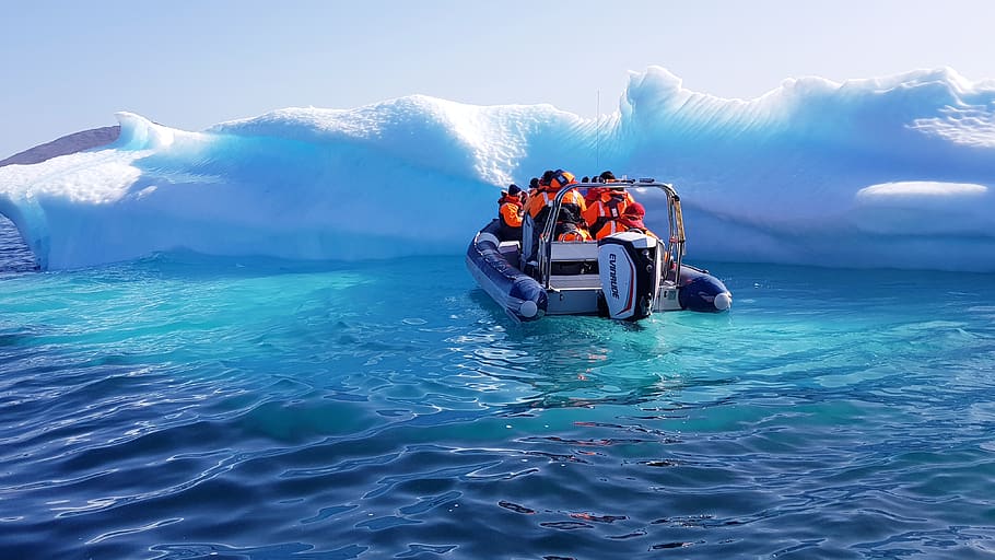 iceberg, hielo, groenlandia, turismo, costilla, barco, bote, vacaciones, congelado, frío