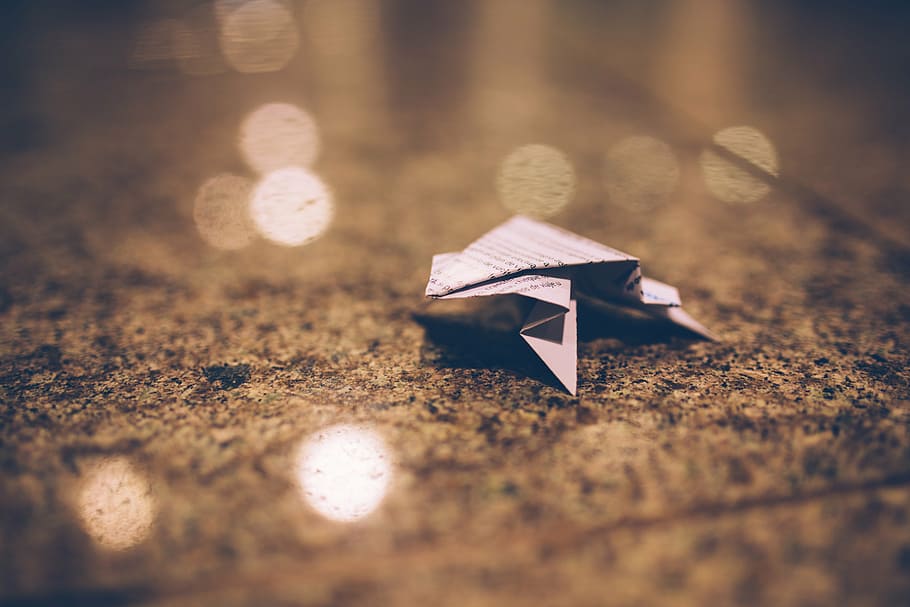 origami, gray, surface, selective, focus photography, close, white, paper, artwork, beige