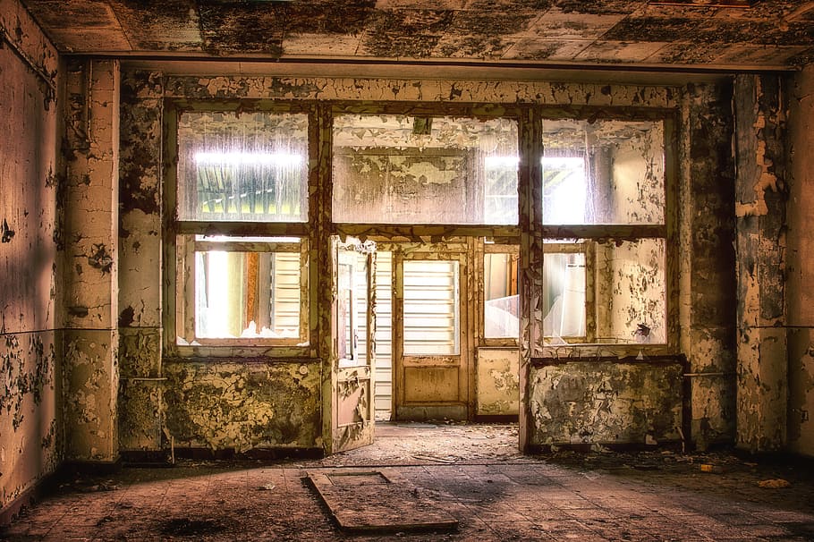 beige, white, floral, painted, wall house, interior, lost places, pforphoto, building, space