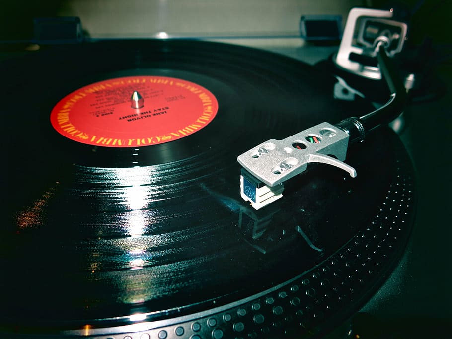 closeup, photography, black, turntable, phonograph, record, music, audio, vinyl, sound