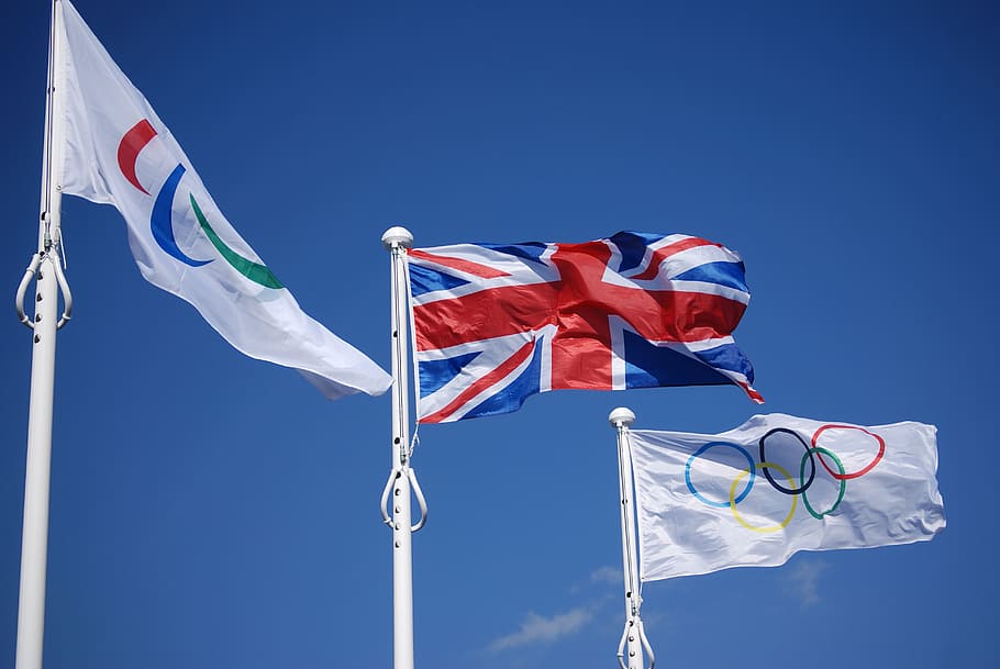 flags, british, union, union jack, olympic, celebration, flag, patriotism, sky, environment