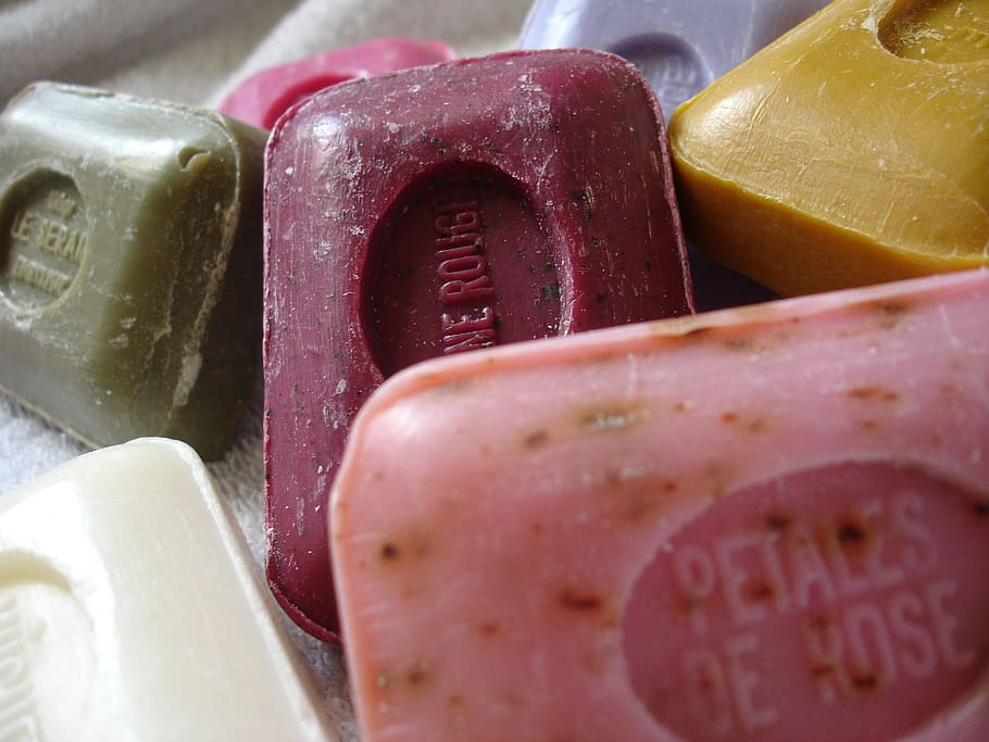 person, taking, assorted, colored, soaps, soap, shower, bath, clean, care
