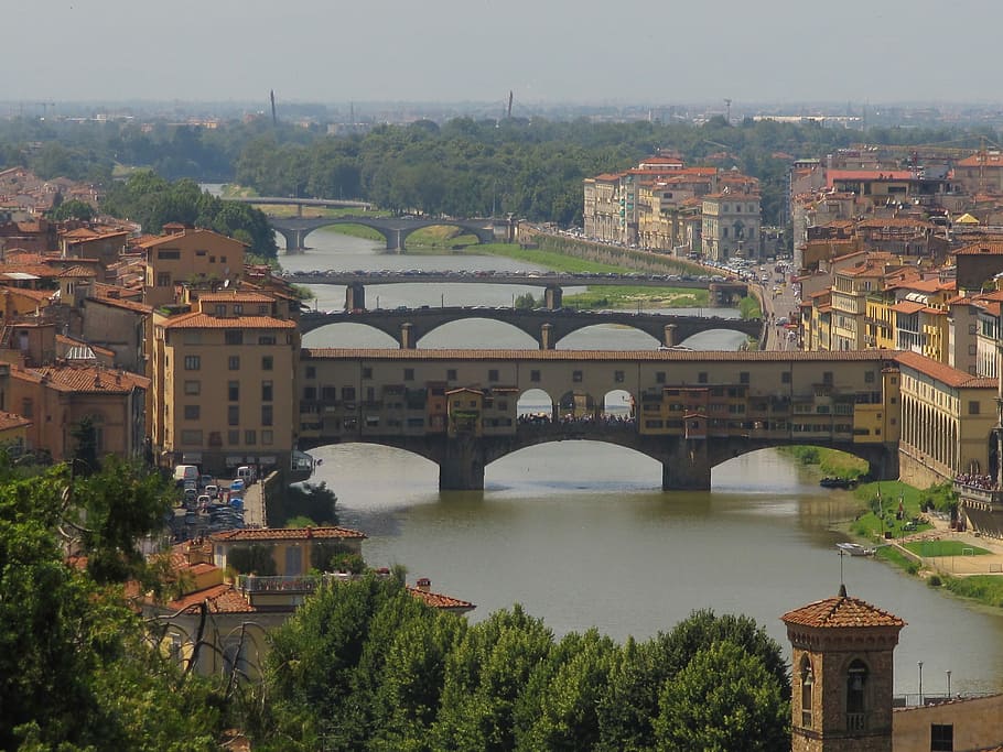 Ponte Vecchio, Florence, Panorama, tuscany, arno, architecture, bridge - man made structure, connection, built structure, travel destinations