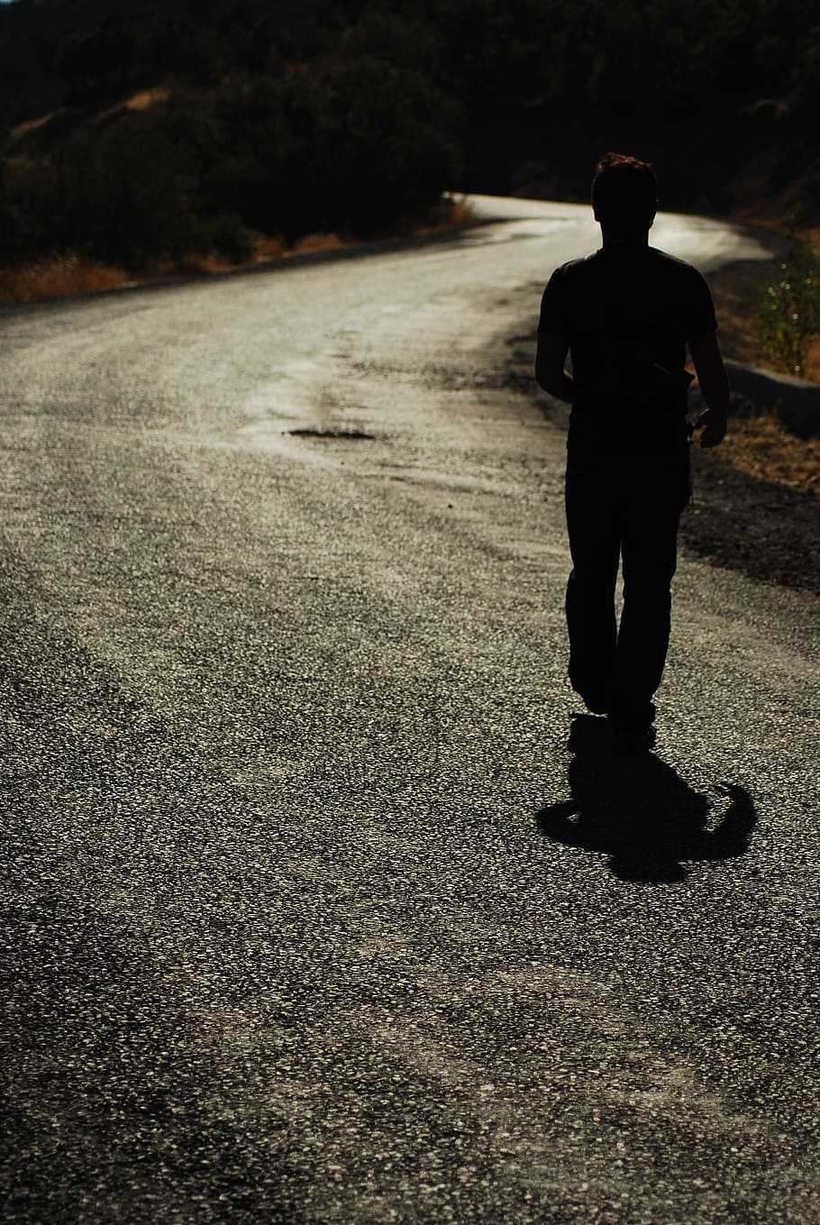 Human, Road, Walk, Male, Silhouette, path, shadow, men, one Person, outdoors