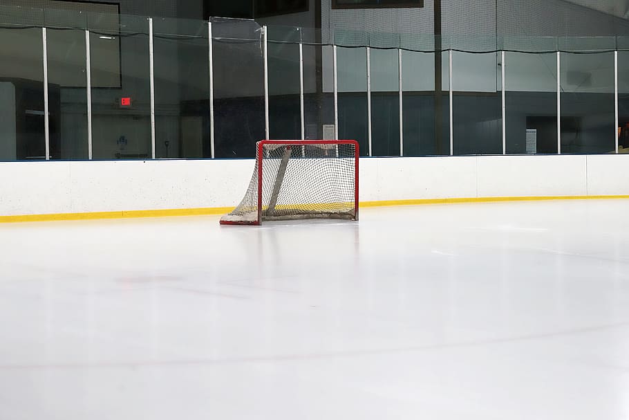 indoors, empty, hockey, rink, arena, ceiling, modern, sports, sport, net - sports equipment
