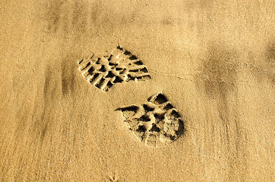 shoe print photo, shoe print, print, shoe, walk, footprint, foot, boot, human, sand