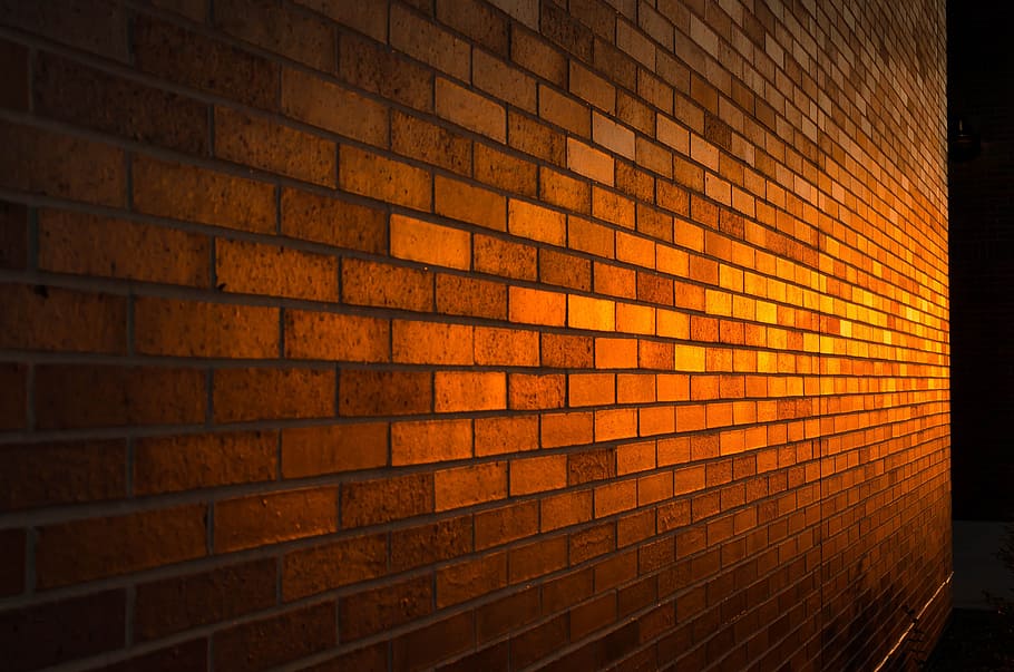 brown concrete bricks, Brick, Wall, Sunset, Red, Brick, Brick Wall, brick, wall, red, brick wall background, architecture
