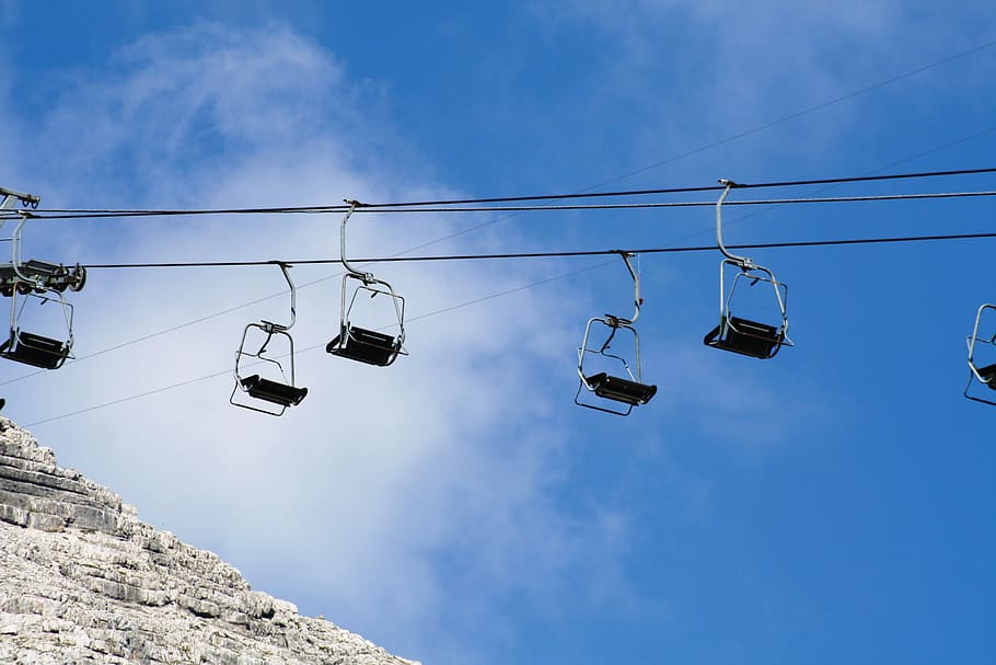 chairlift, mountain, sky, alpine, sport, cable car, mountain railway, landscape, nature, blue