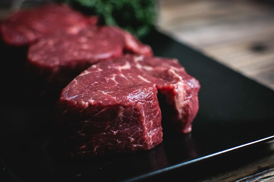 steak daging sapi mentah, daging sapi mentah, steak, daging sapi, close up, daging, paleo, kayu, makanan, sirloin Steak