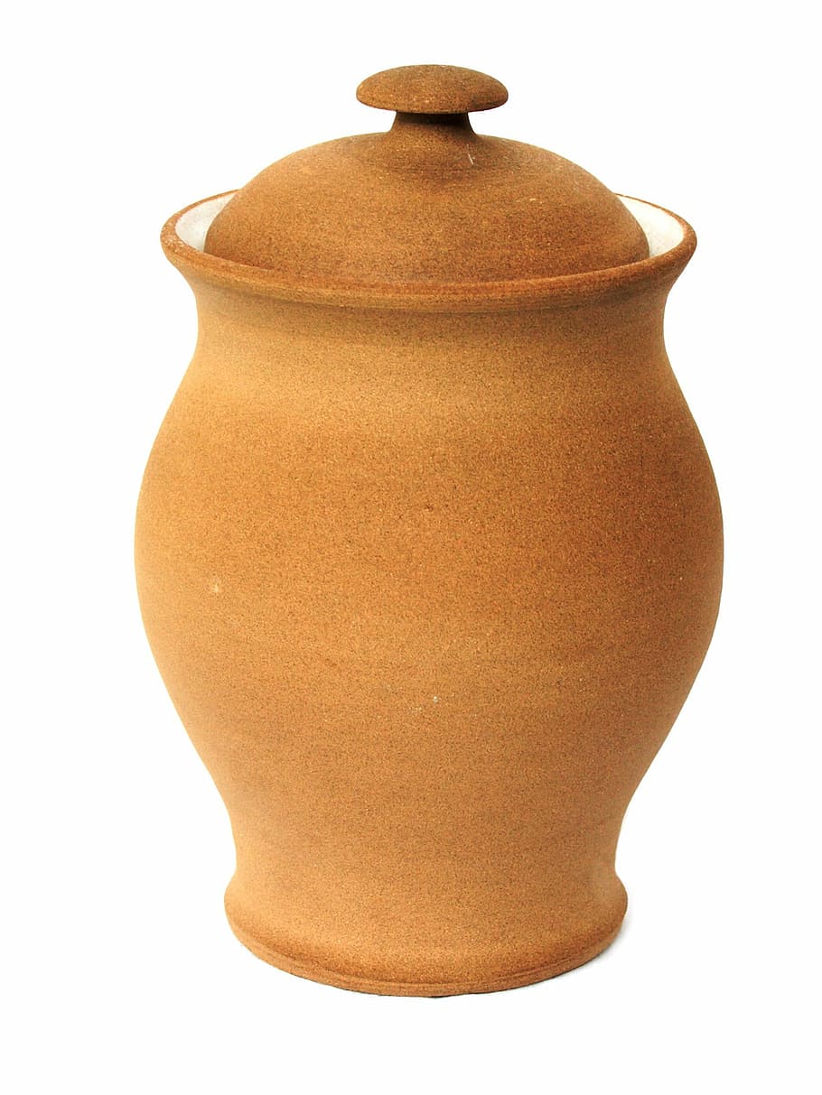 marrom, panela de barro, tampa, cerâmica, argila, recipiente, vasilha de barro, decoração, jarro, pote
