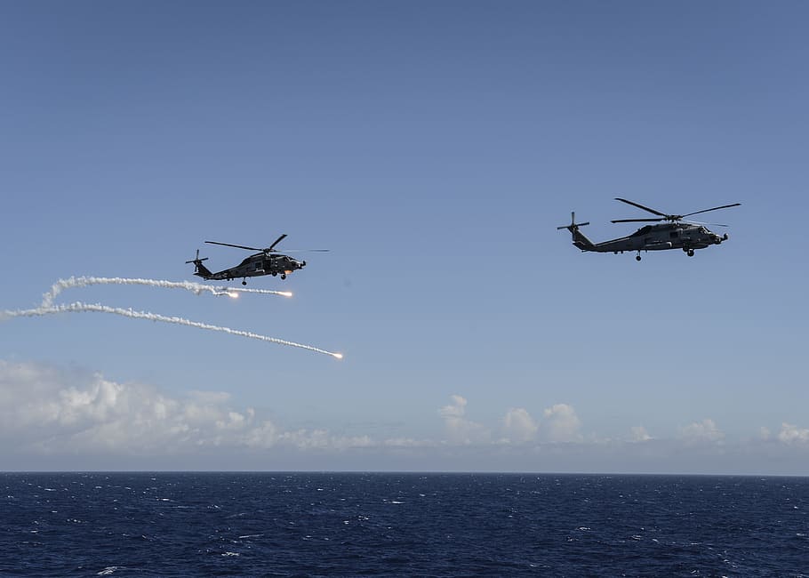 Mh-60R, Sea Hawk, Helicóptero, Usn, marinha dos estados unidos, voando, ar Veículo, militar, avião, céu