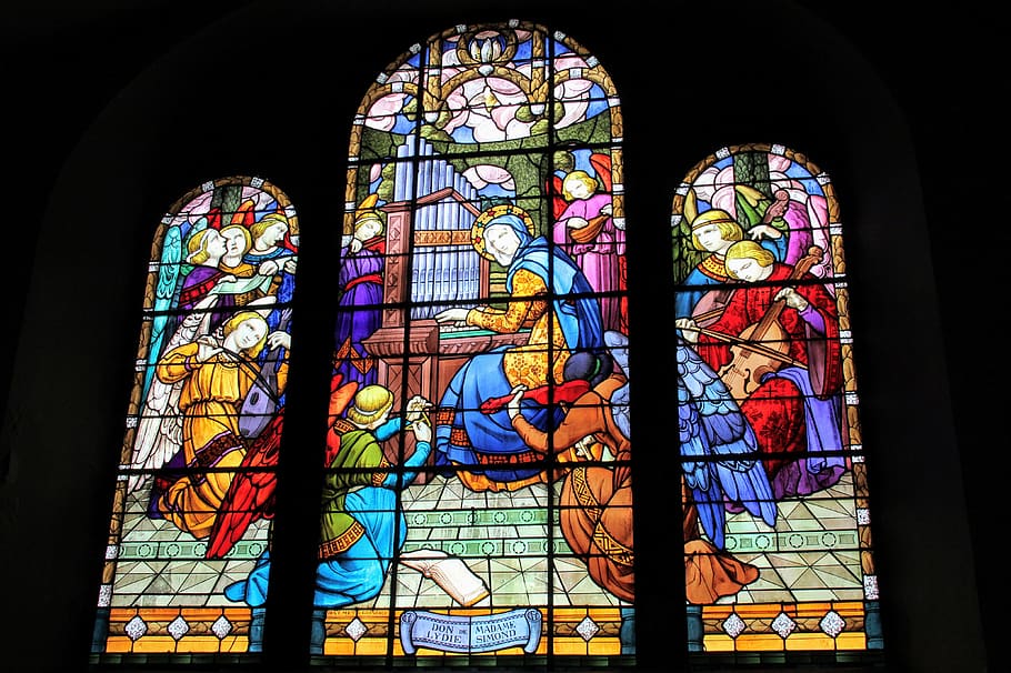 saint-michel, vidrieras, órgano, iglesia, chamonix-mont-blanc, cristianismo, luz, memoria, arquitectura, ventana