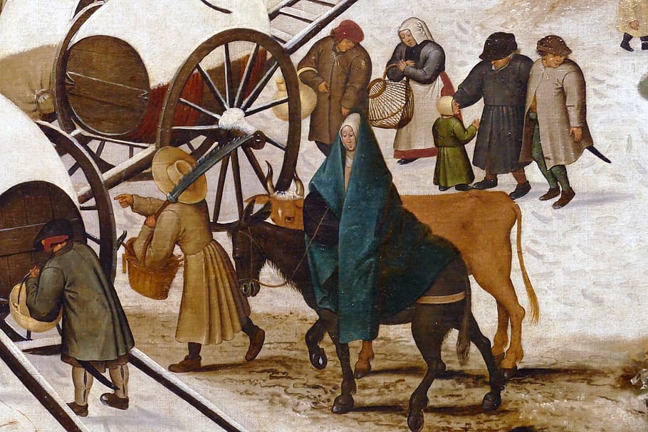 sensus di bethlehem, pieter brueghel ii, yang lebih muda, 1564-1638, salinan, sensus, bethlehem, lukisan, seni, musée des beaux-arts
