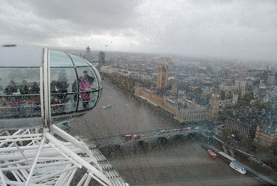 london, england, the london eye, the capsule, view, river, architecture, city, buildings, transportation
