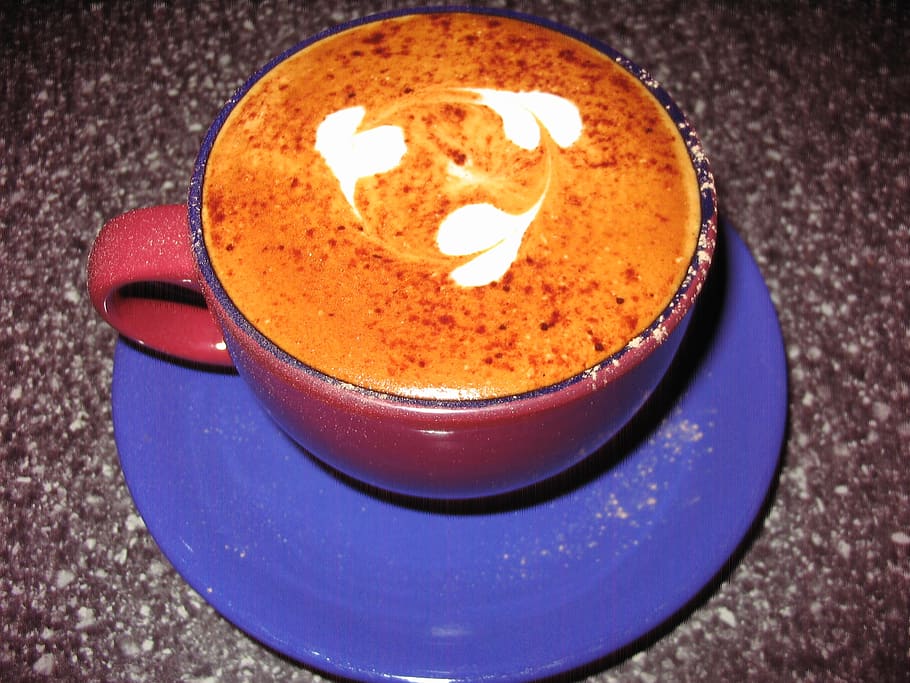 cappuccino, art, design, three hearts, beverage, coffee, drink, hot, mug, caffeine