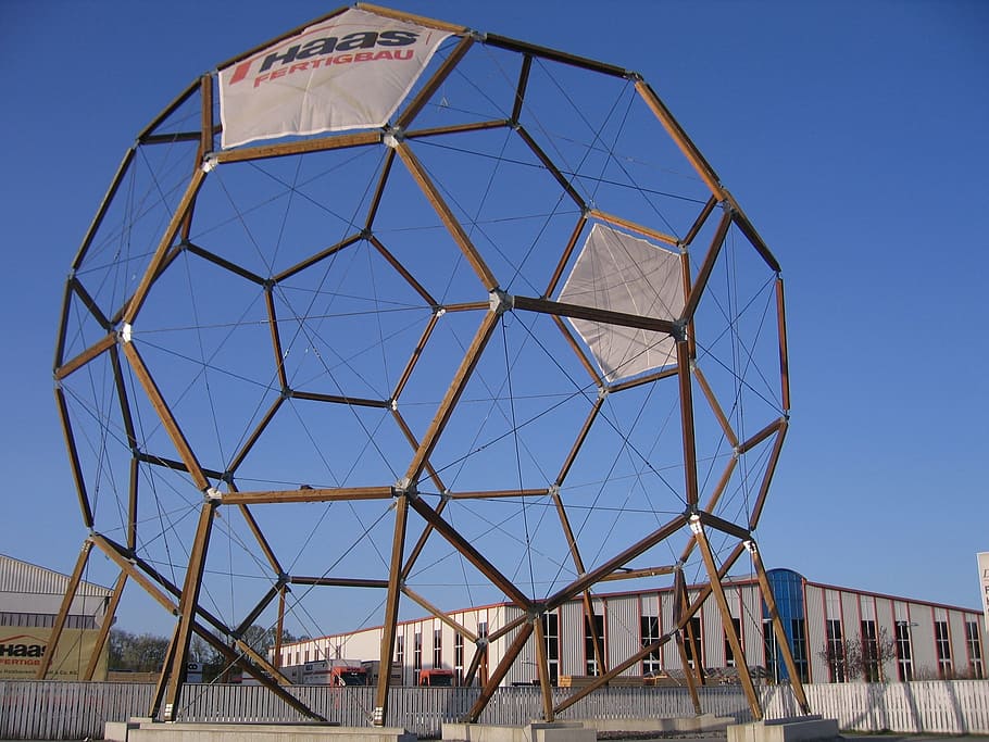 icosahedron, polyhedron, space geometry, geometry, wood, großwilfersdorf, construction, polygon, blunted, built structure