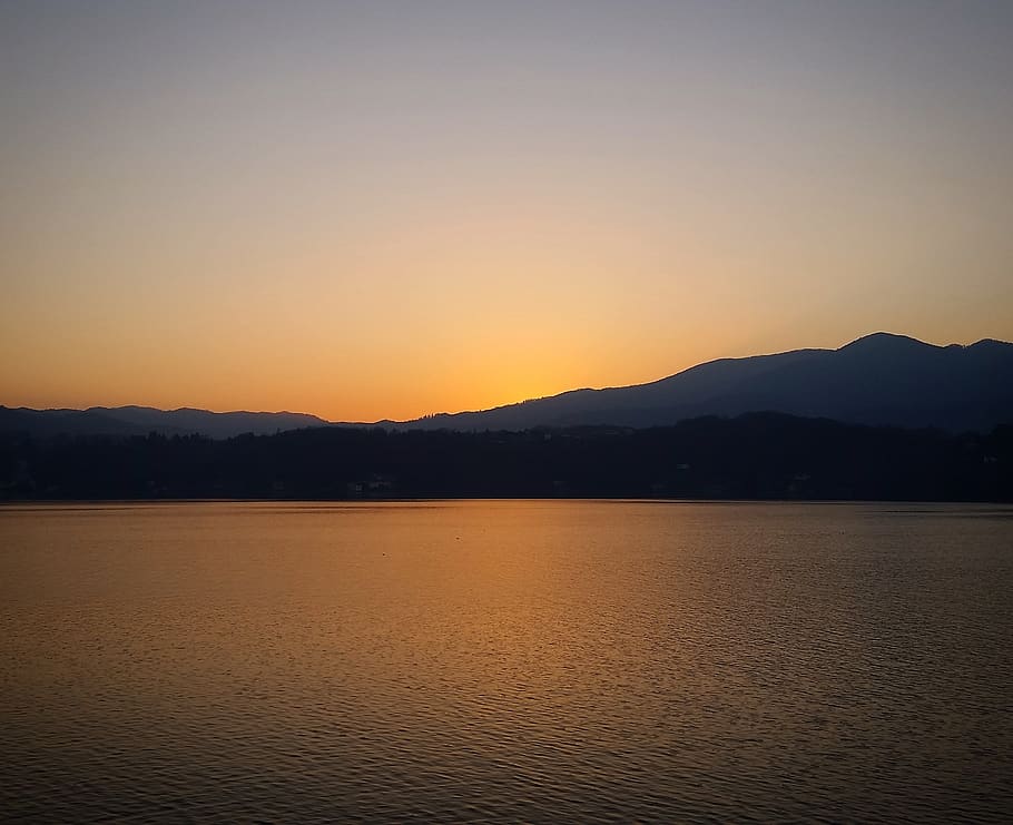 lago maggiore, lago, puesta de sol, aguas, paisaje, sol, naranja, rojo, piemonte, atmósfera