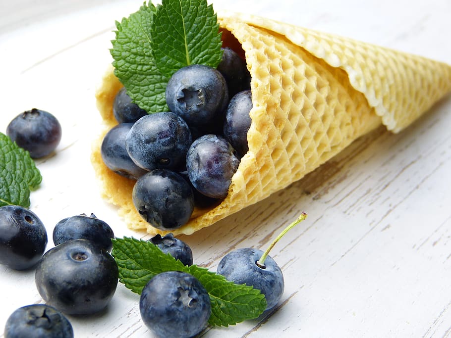 waffle, blueberries, mint, nutrition, dessert, vitamins, food, sugar, ice, of course